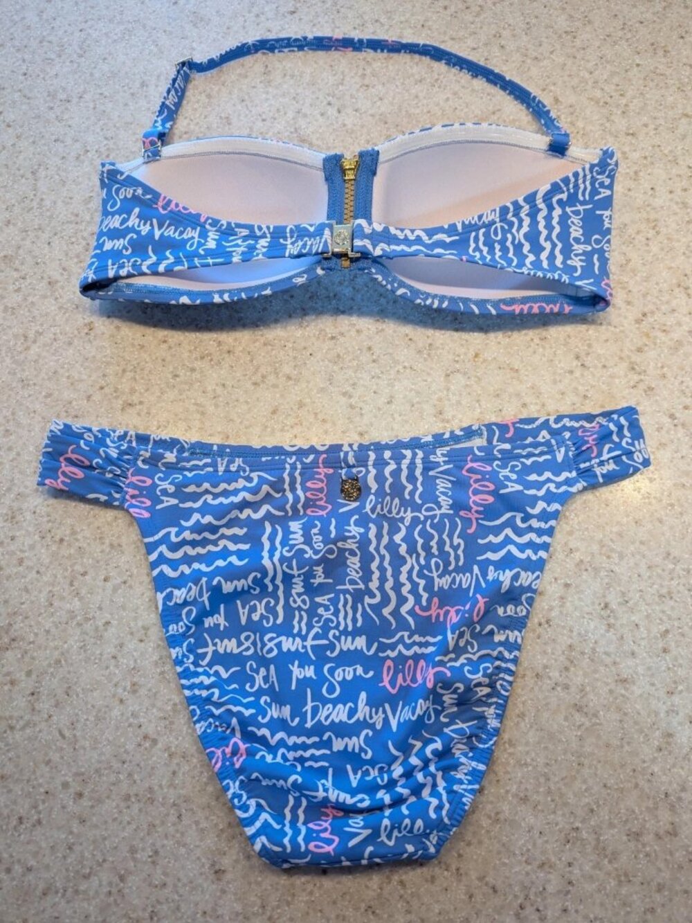💙👙Lilly Pulitzer Bikini Swimsuit Set Women's SZ 6 Sunwashed Blue Seacrets NWOT - Picture 5 of 8